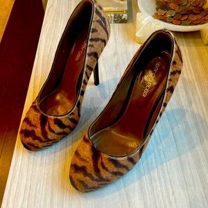 Sergio Rossi gorgeous  hair-on panther high heels